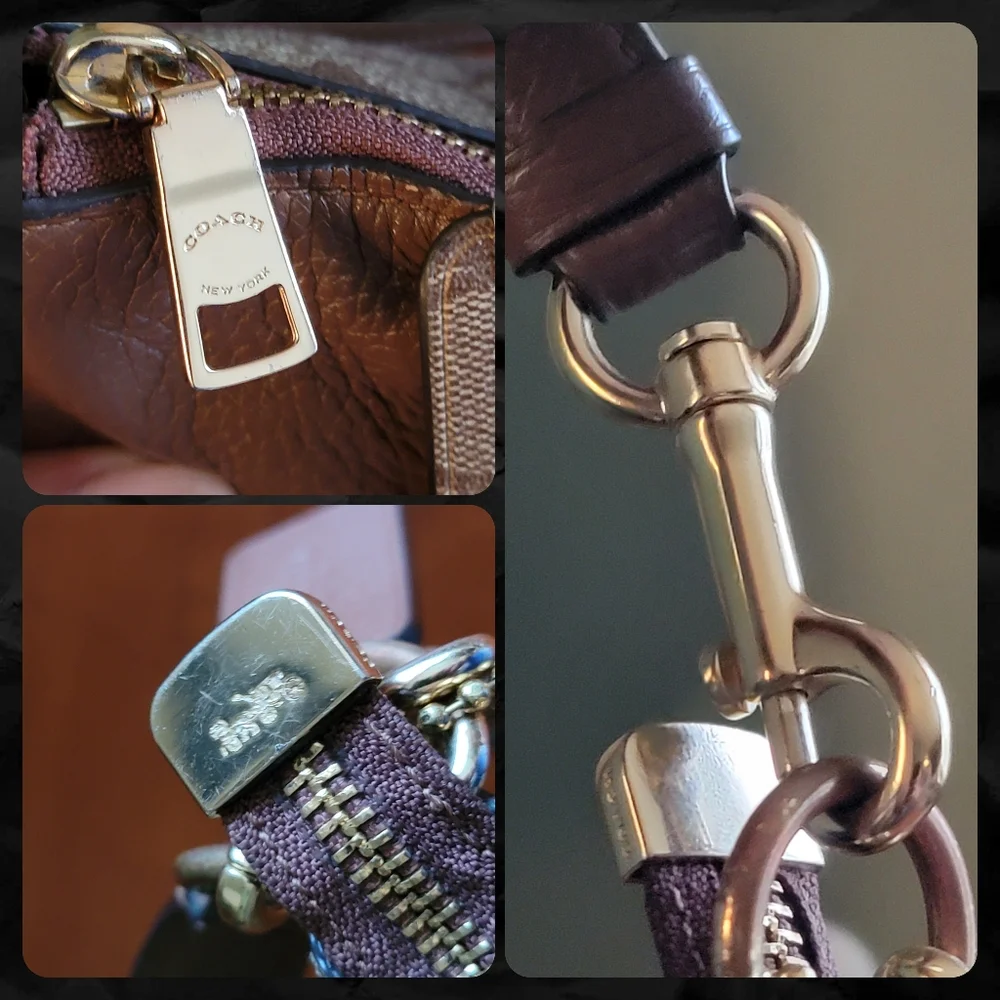 Coach F79993 Marlon Hobo Bag Brown Signature Coated Canvas Pebbled Leather Purse - Picture 4 of 16